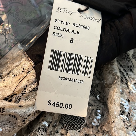 NWT Betsey Johnson Formal Dress Size 6 Black Tan Sequin Nylon Prom Homecoming - Picture 4 of 9